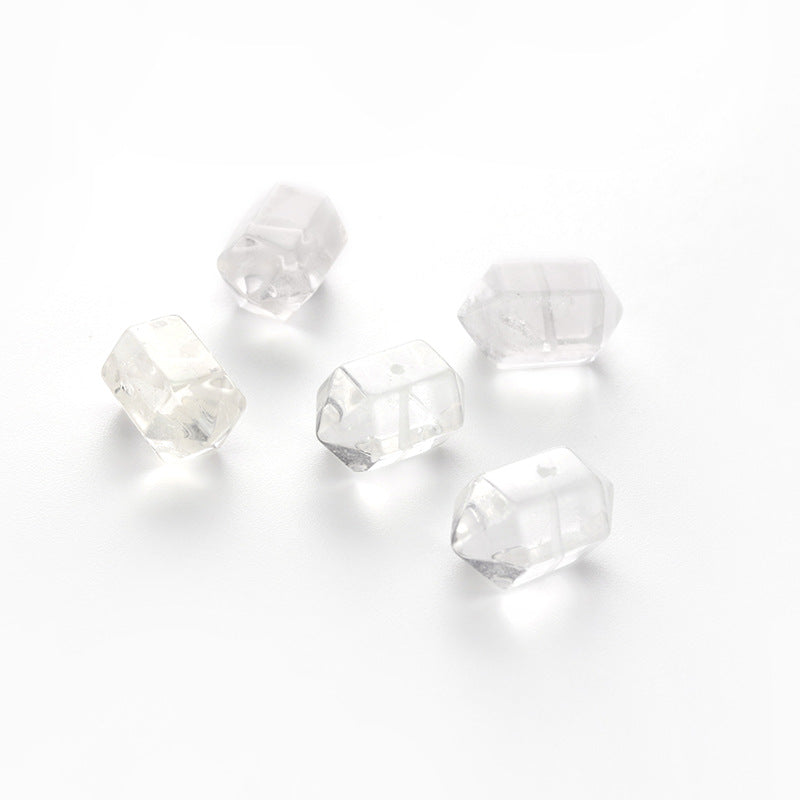 Natural White Crystal Double Pointed Hexagonal Loose Beads