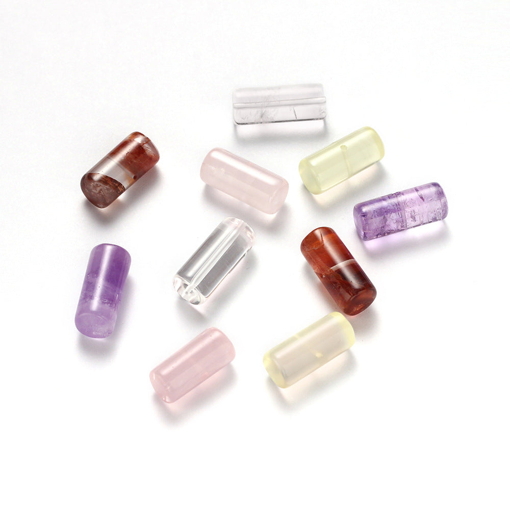Natural Crystal Cylinder Perforated Loose Beads
