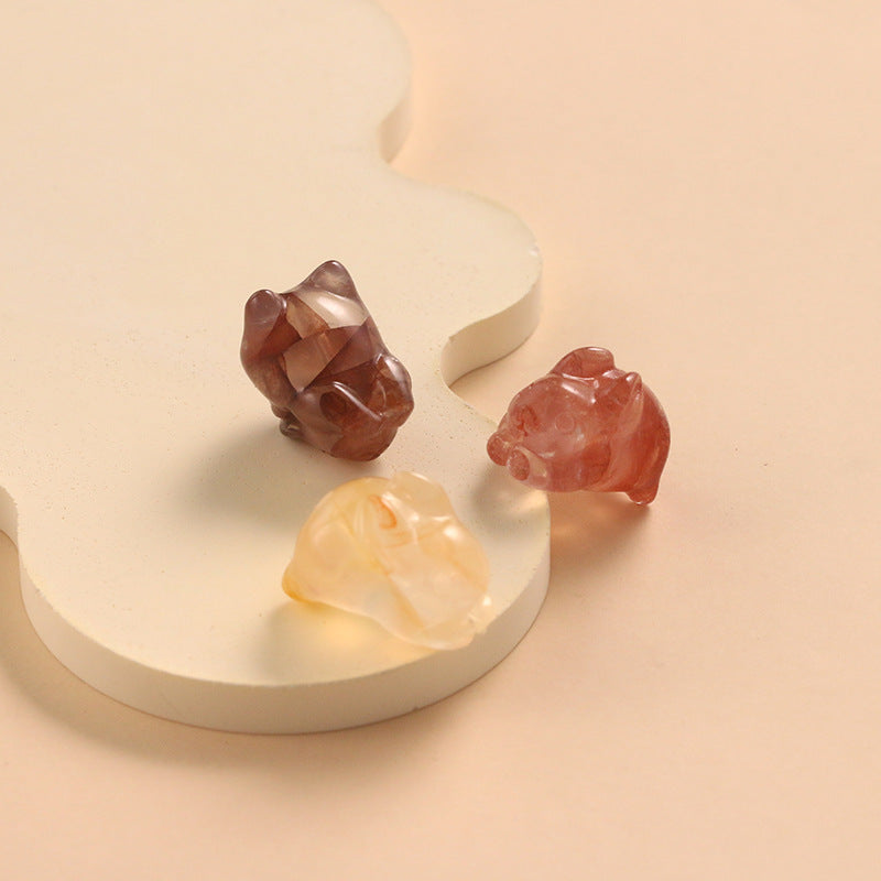 Pure Natural Rubber Flower Crystal Seiko Rabbit Carving