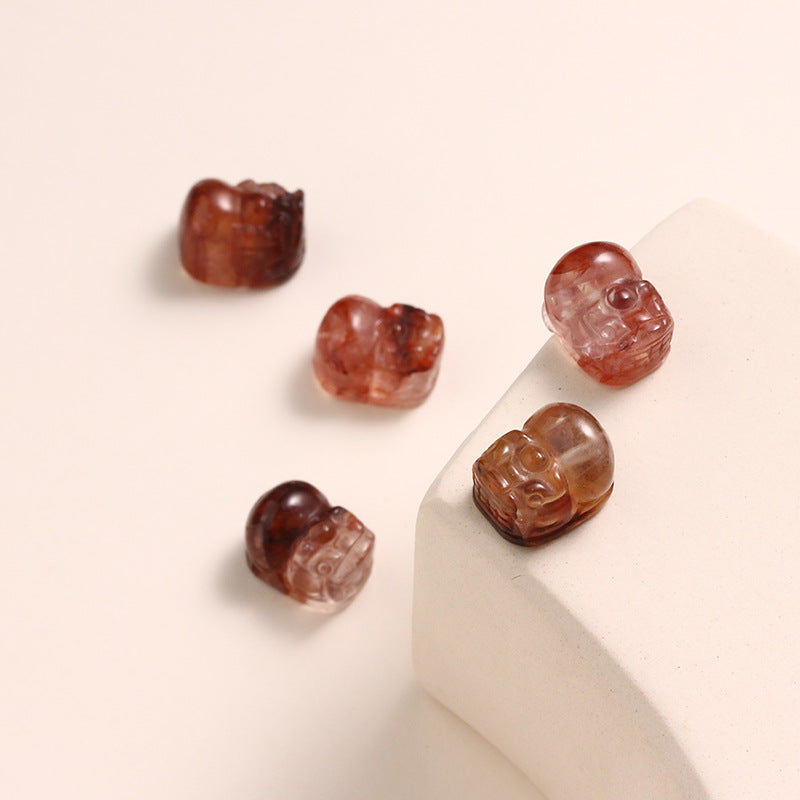 Natural Red Glue Flower Pixiu Loose Beads Lucky Transfer