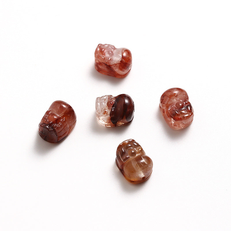 Natural Red Glue Flower Pixiu Loose Beads Lucky Transfer