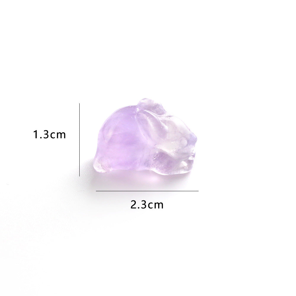 Pure Natural Lavender Amethyst Rabbit Carving Non-dyeing