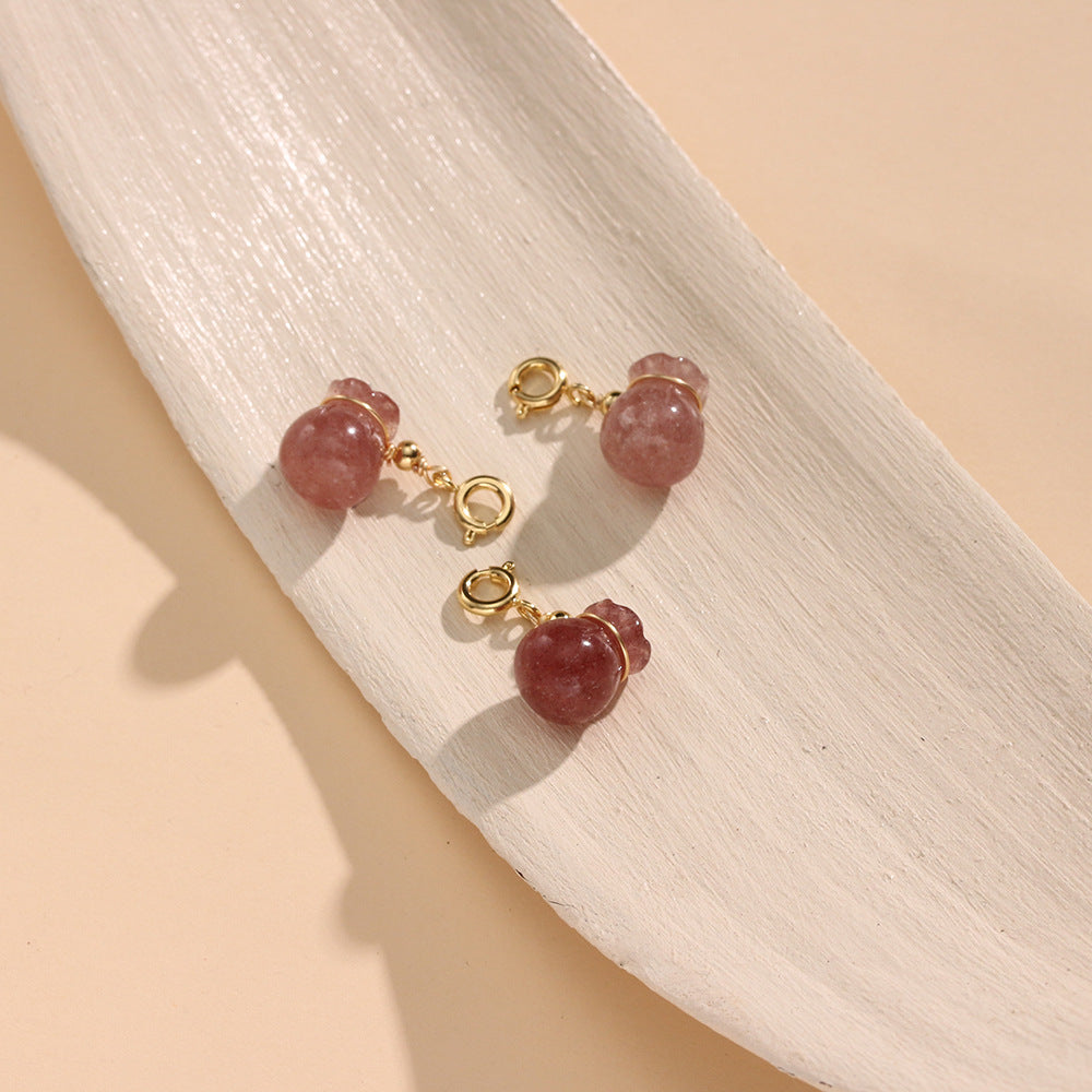 Natural Strawberry Crystal Money Bag Dripping Lucky Pendant No Dyeing