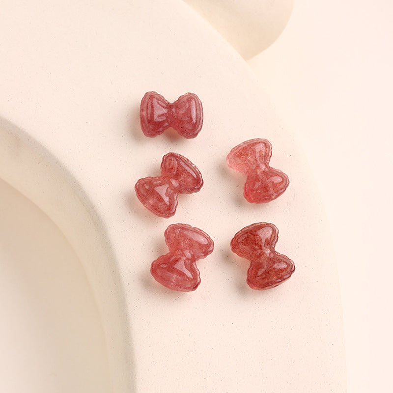 Strawberry Crystal Loose Beads Bread Bow Through Hole