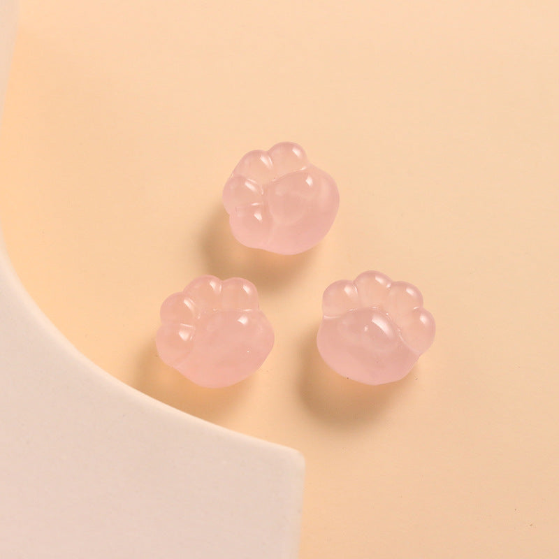 Pure Natural Powder Crystal Bear Paw Beaded Non-dyeing