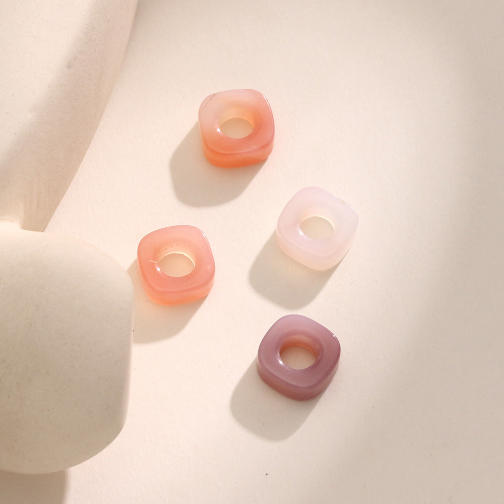 Natural Salt Source Agate Square Running Ring