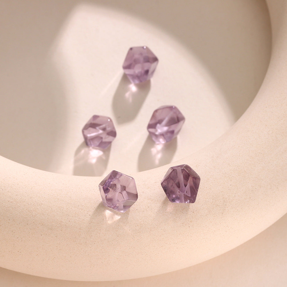 Natural Lavender Amethyst with Octagonal Bucket Beads
