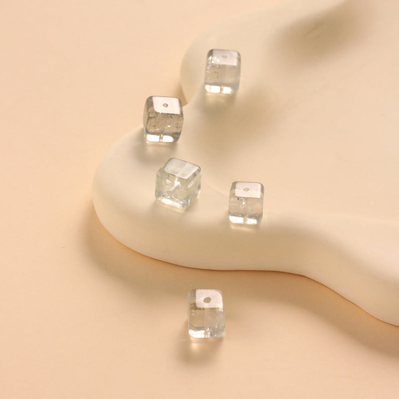 Natural Green Crystal Sugar Cube Loose Beads No Dyeing