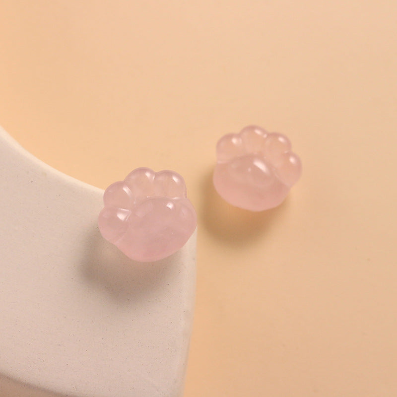Pure Natural Powder Crystal Bear Paw Beaded Non-dyeing