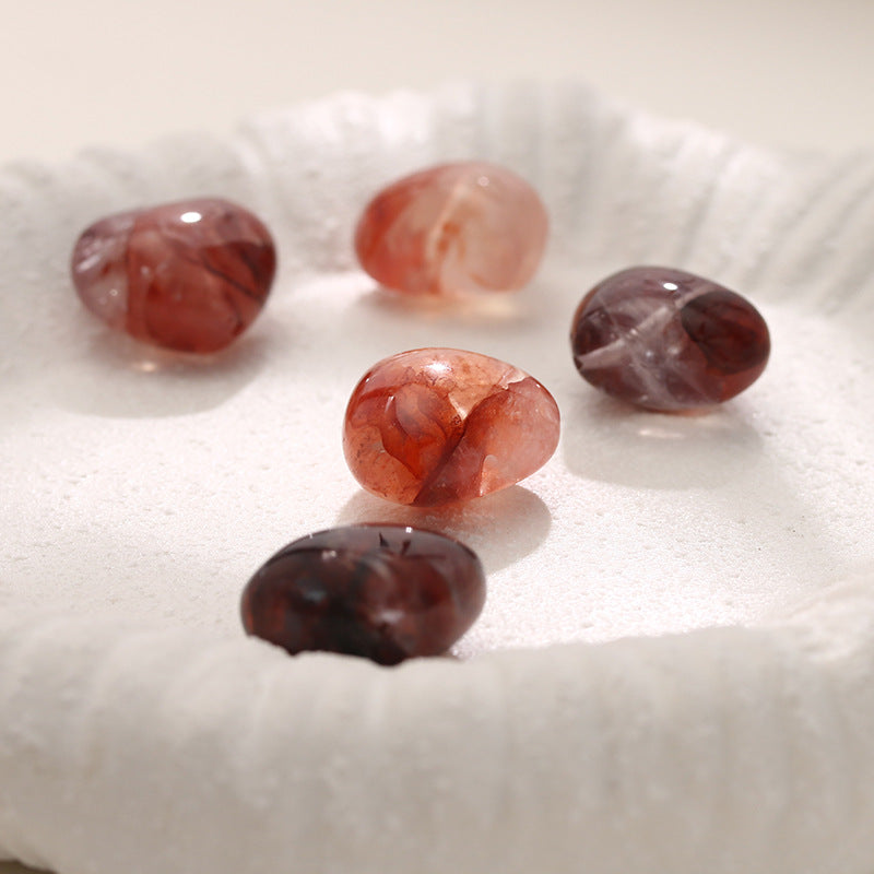 Pure Natural Red Glue Flower Crystal Peach Heart Loose Beads