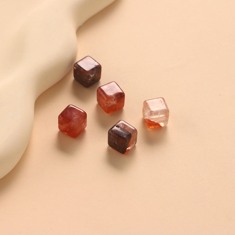 Natural Red Gum Flower Crystal Sugar Cube Loose Beads No Dyeing