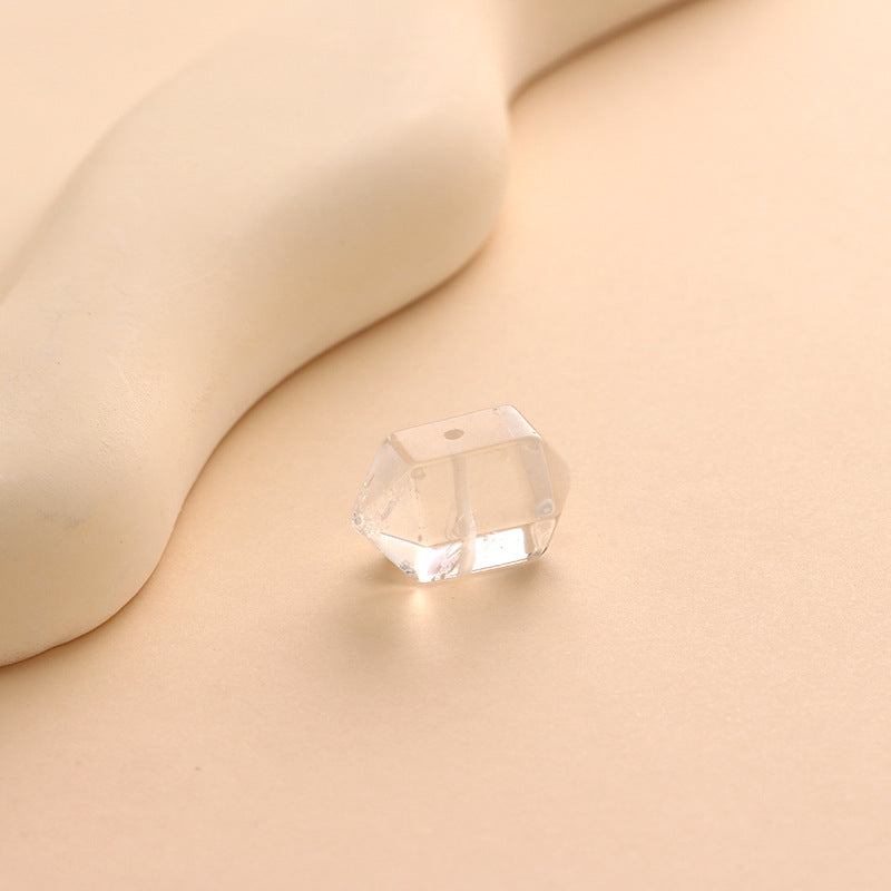 Natural White Crystal Double Pointed Hexagonal Loose Beads