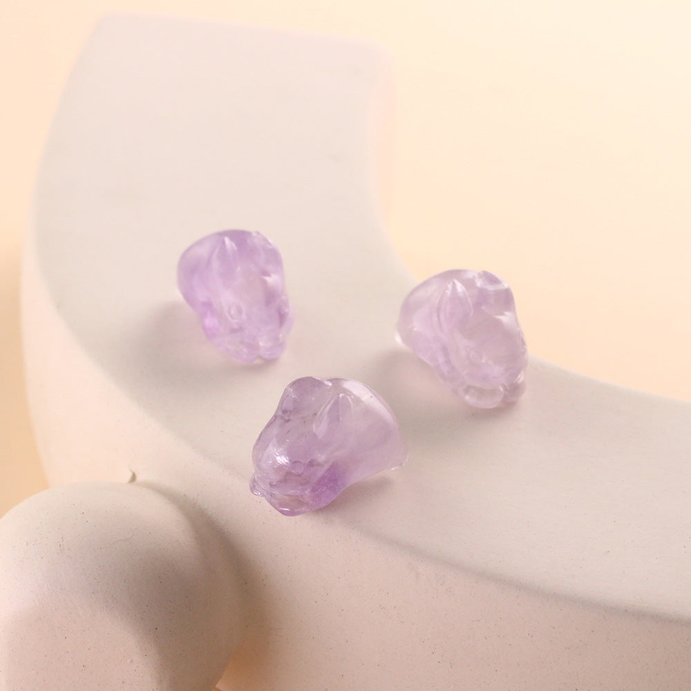 Pure Natural Lavender Amethyst Rabbit Carving Non-dyeing