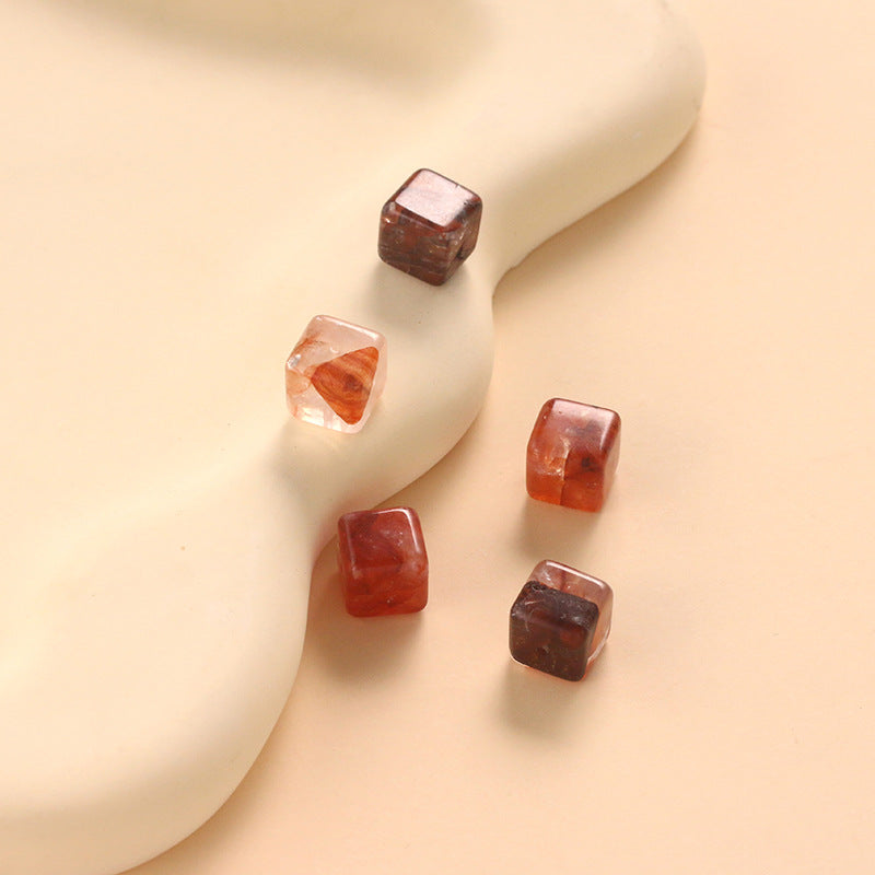 Natural Red Gum Flower Crystal Sugar Cube Loose Beads No Dyeing
