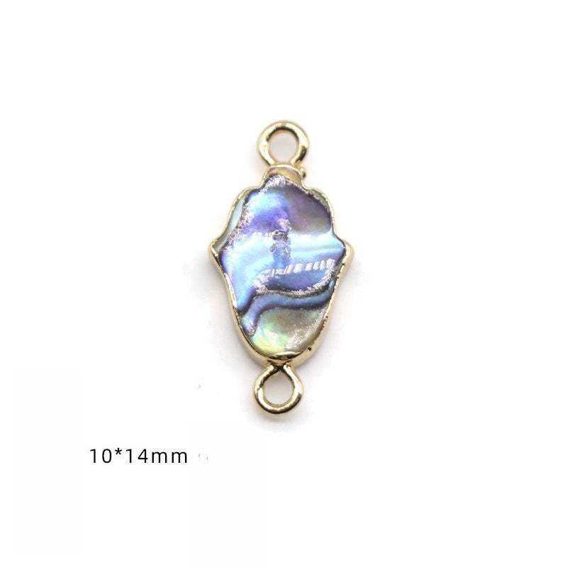 Color Shell Abalone Shell Pendant Love Square Gilt Edge Binaural Buckle