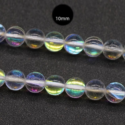 ShimmerStone Synthetic White Flash Elongated Moonlight Round Bead