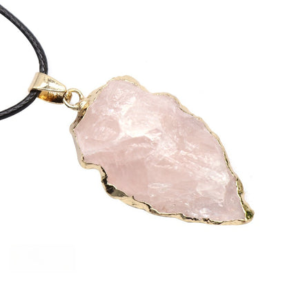 Agate Black Crystal Raw Ore Stone Arrow Pendant Necklace