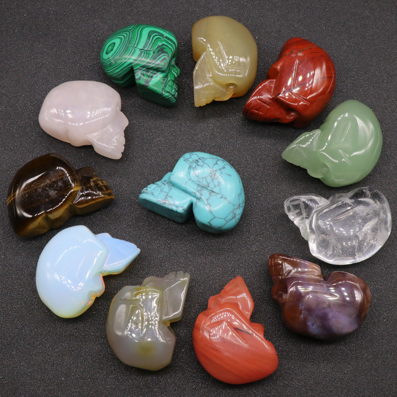 Crystal Agate Engraved Skull Set(12 pcs)