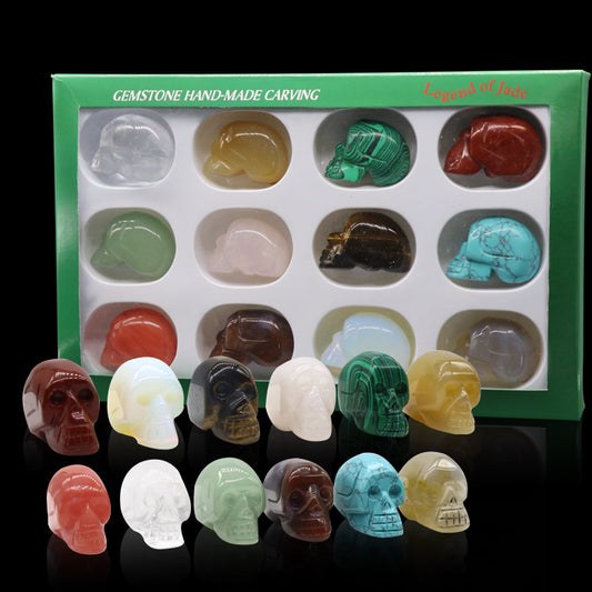Crystal Agate Engraved Skull Set(12 pcs)