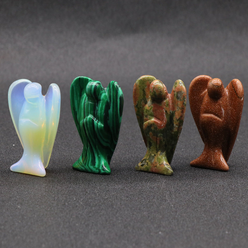 Crystal Semi-precious Stone Angel Engraving Handicraft Ornament Set (12 pcs)