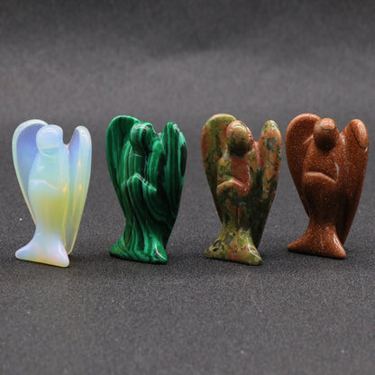 Crystal Semi-precious Stone Angel Engraving Handicraft Ornament Set (12 pcs)