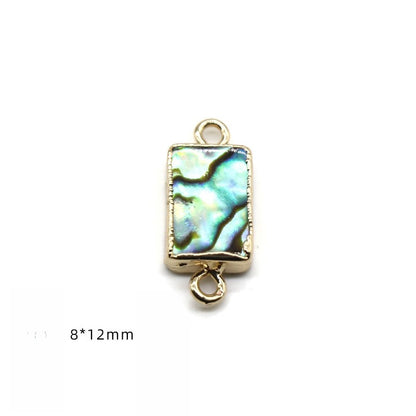 Color Shell Abalone Shell Pendant Love Square Gilt Edge Binaural Buckle