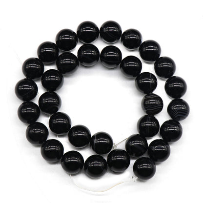 Agate Black Striped Agate Round Beads Loose Beads