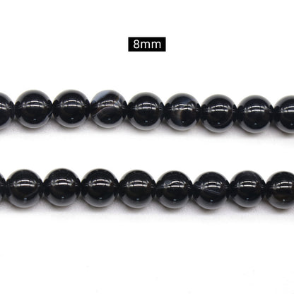 Agate Black Striped Agate Round Beads Loose Beads