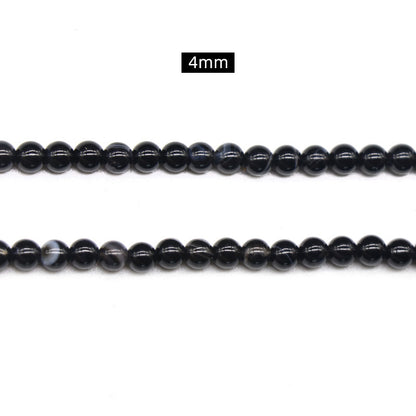 Agate Black Striped Agate Round Beads Loose Beads