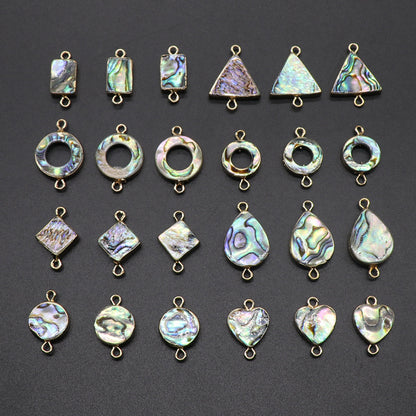 Color Shell Abalone Shell Pendant Love Square Gilt Edge Binaural Buckle