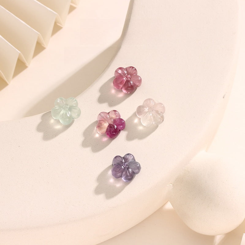 Pure Natural Fluorite Five-petaled Flower Loose Beads