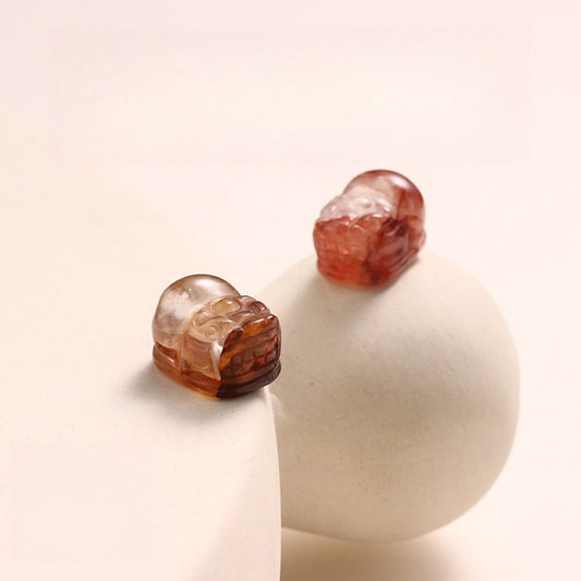 Natural Red Glue Flower Pixiu Loose Beads Lucky Transfer