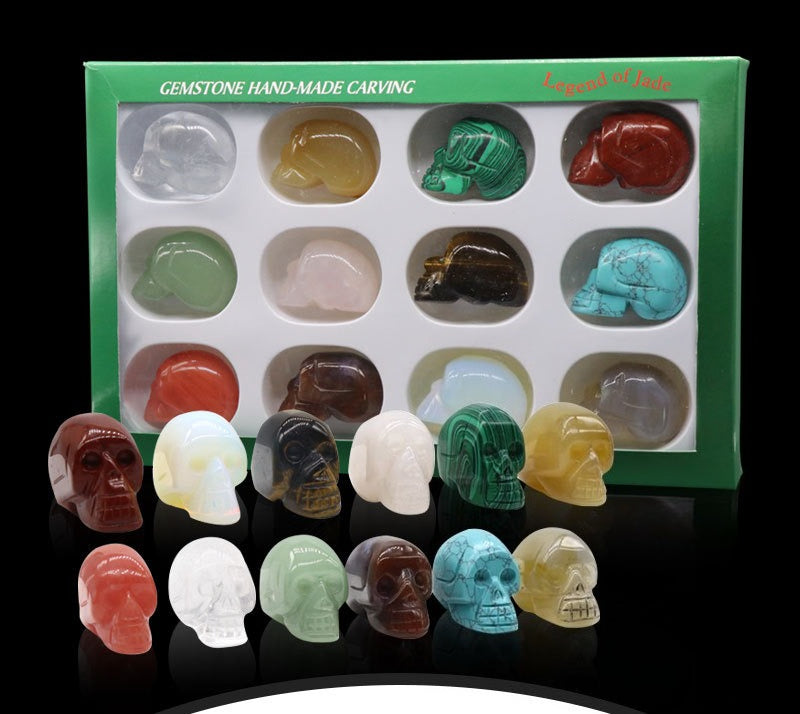 Crystal Agate Engraved Skull Set(12 pcs)