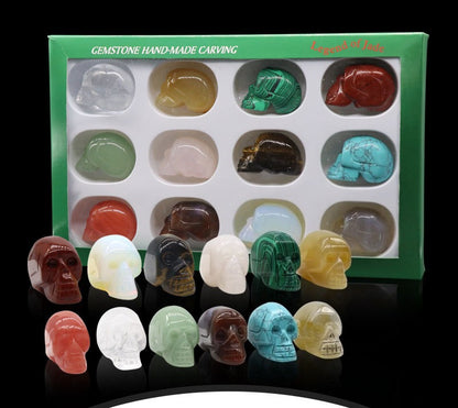Crystal Agate Engraved Skull Set(12 pcs)