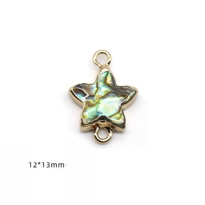 Color Shell Abalone Shell Pendant Love Square Gilt Edge Binaural Buckle