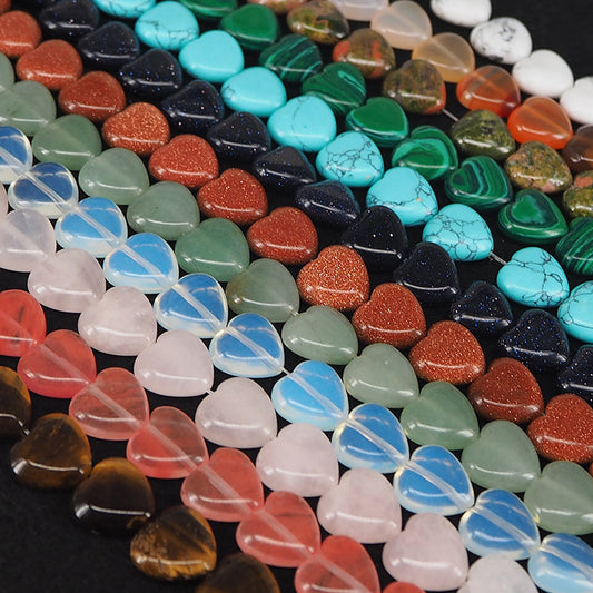 Crystal Stone Agate Jade Peach Heart Loose Beads Multi-color