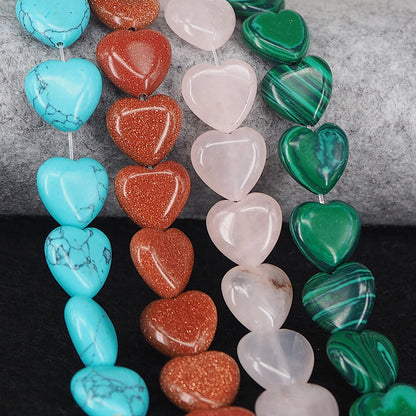 Crystal Stone Agate Jade Peach Heart Loose Beads Multi-color