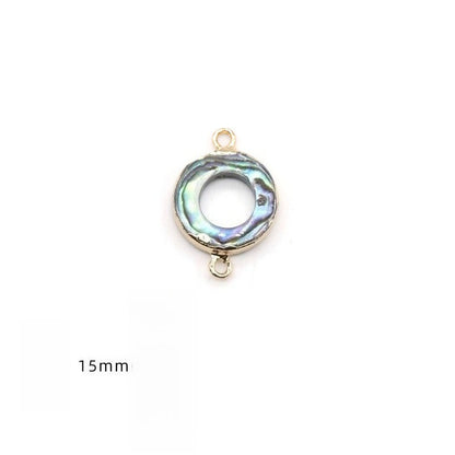 Color Shell Abalone Shell Pendant Love Square Gilt Edge Binaural Buckle