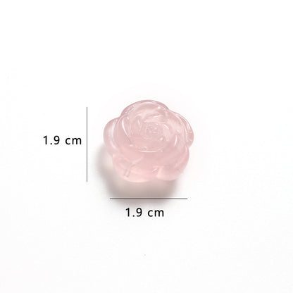 Pure Natural Pink Crystal Rose Carving No Dyeing