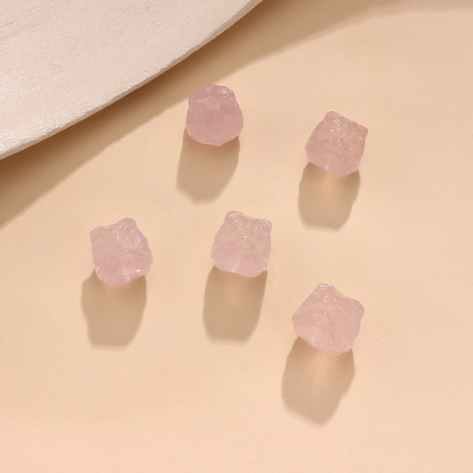 Natural Powder Crystal Lion Head Engraving Accessories