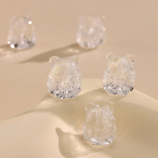 Pure Natural White Crystal Fengjiu Cute Fox String Decoration High Transparency