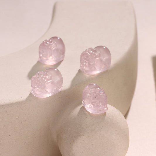 Natural Powder Crystal Pixiu Engraving Parts Loose Beads