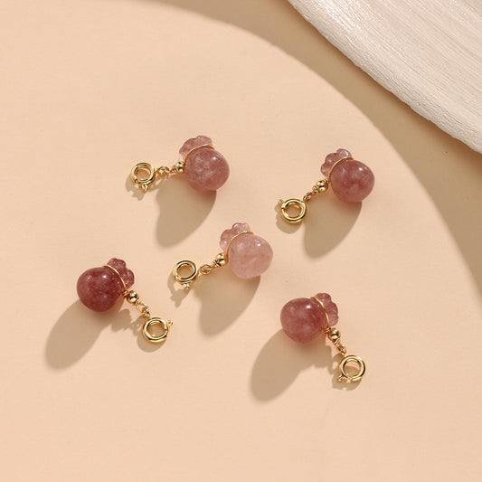 Natural Strawberry Crystal Money Bag Dripping Lucky Pendant No Dyeing
