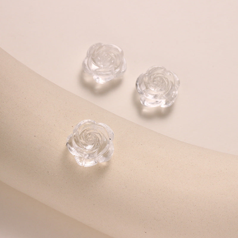 Pure Natural White Crystal Rose Shape No Dyeing