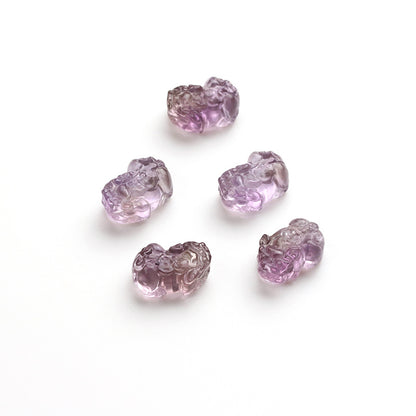 Purple Yellow Crystal Pixiu Amethyst Engraving Bracelet Beads