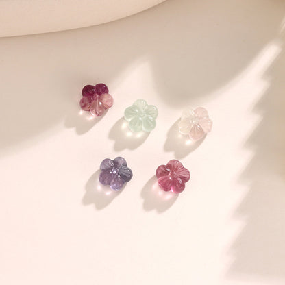 Pure Natural Fluorite Five-petaled Flower Loose Beads