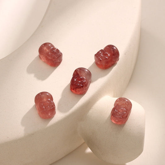 Pure Natural Strawberry Crystal Pixiu Through Hole Non-dyeing