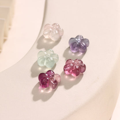Pure Natural Fluorite Five-petaled Flower Loose Beads