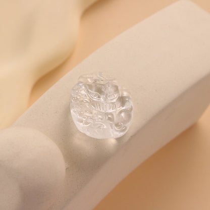Natural White Crystal Nine-tailed Fox Pendant Without Dyeing Handmade