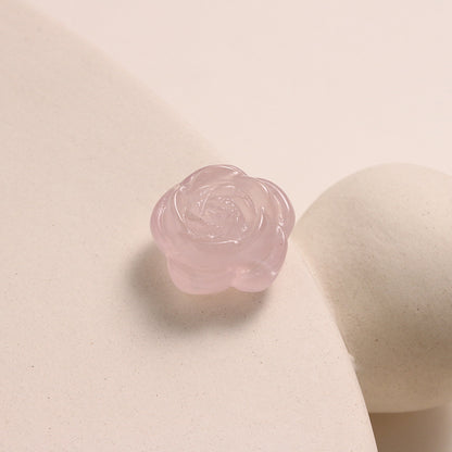 Pure Natural Pink Crystal Rose Carving No Dyeing